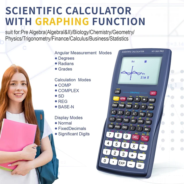 Calculatrice scientifique avec fonction graphique NEWYES 36X Pro Calculatrice scientifique graphique pour fournitures scolaires du collège et du secondaire Bleu 2 Calculatrice scientifique avec fonction graphique NEWYES 36X Pro Calculatrice scientifique graphique pour fournitures scolaires du collège et du secondaire Bleu 2