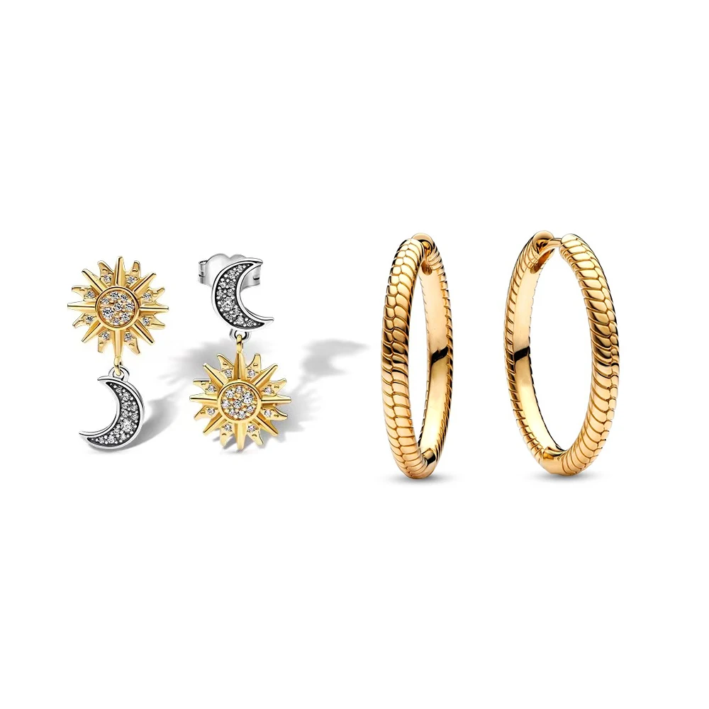 

High-Quality 2023 New 925 Sterling Silver Moments Charm Hoop Earrings Fit Women Gifts DIY Jewelry Fashion