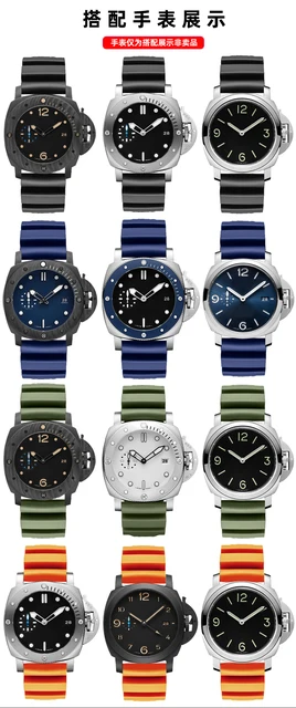 93.PANERAI用   24mm-22mm Soft Silicone Rubber Watch Band For Panerai SUBMERSIBLE PAM