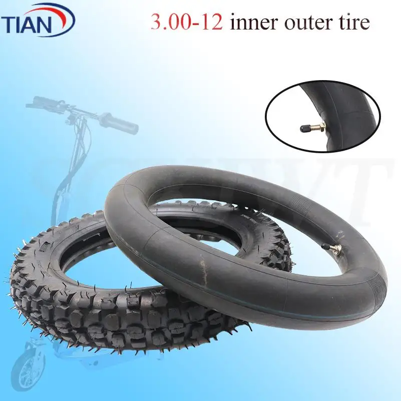 Pneu intérieur et extérieur de 12 pouces 3.00-12 pour moto tout-terrain, motocross, dirt bike