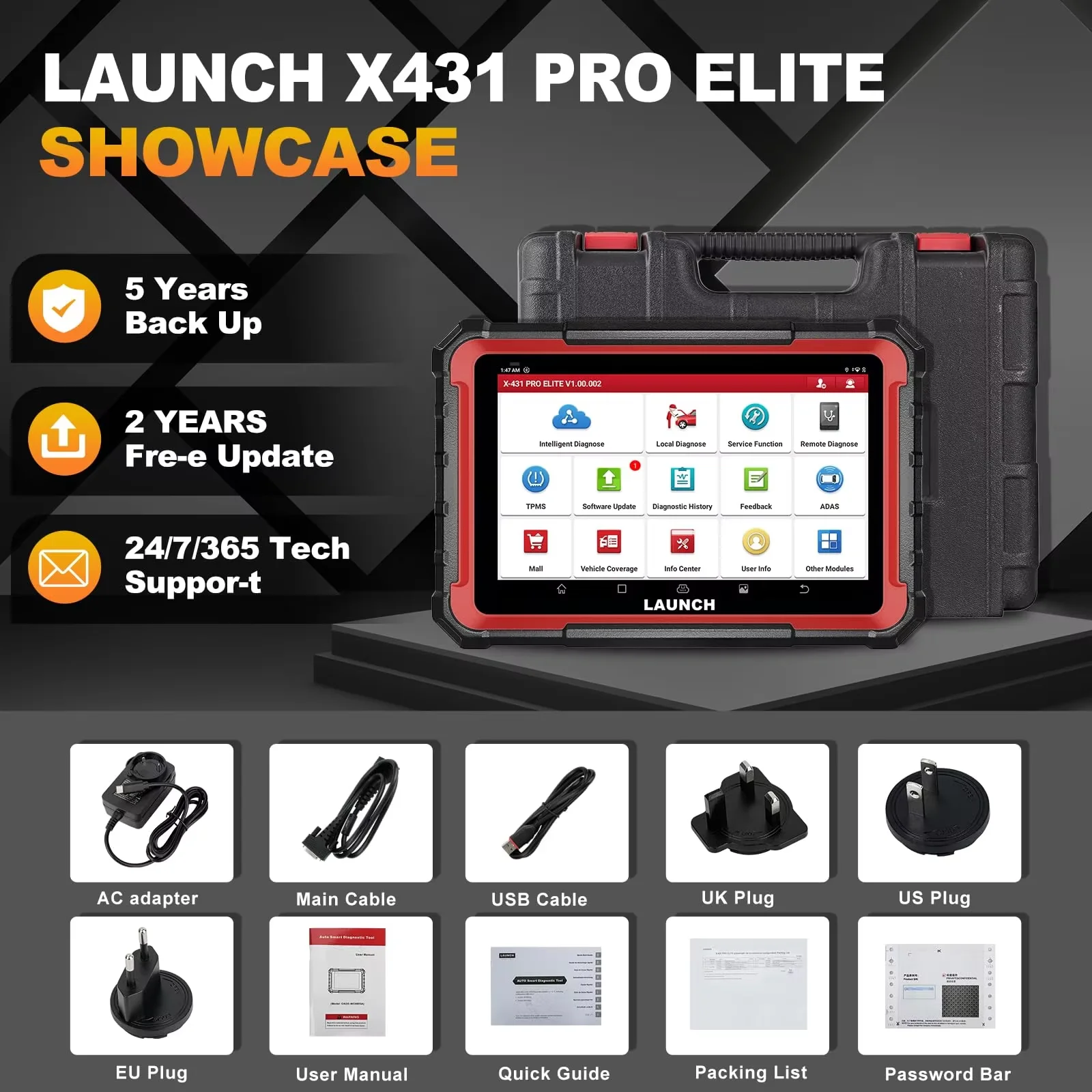 LAUNCH X431 PRO ELITE Autodiagnosetools Auto-OBD-OBD2-Scanner CAN FD/DOIP ECU-Codierung Bidirektionale Steuerung 31+ Reset – Detail 14