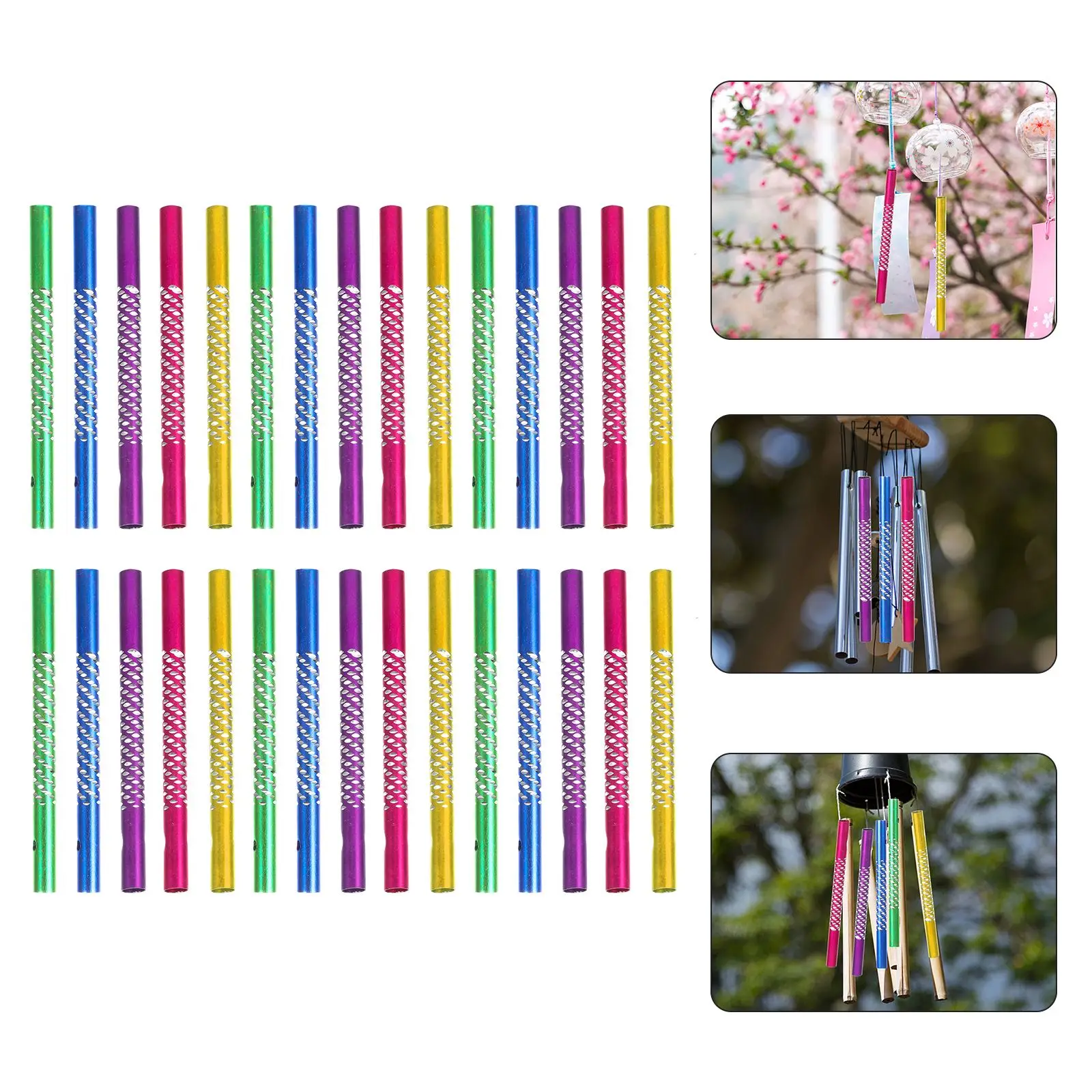 50 Pcs Wind Chimes DIY Tool Garden Tube Crafting Tubes Kids Playset Tools DIY Metal Pipe Bell Accessories Plaything Self Made 2