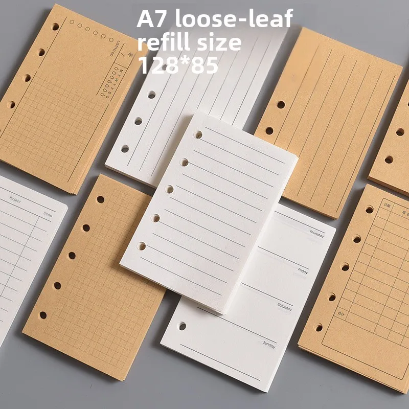 A7 Spiral Binder Loose Leaf Notebook Refill - Grid, Blank, Lined Pages for Creative Journaling & Planning