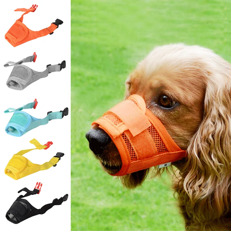 Nylon Dog Muzzle Breathable Mouth Muzzles Dogs Adjustable Mesh Anti Biting Chewing Pet Mouth Mask Pet Training Accessories