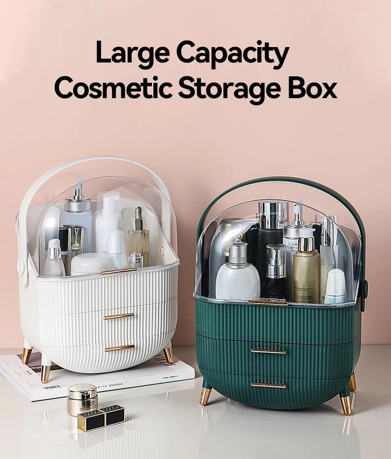 Fashion Big Capacity Cosmetic Storage Box Waterproof Dustproof Bathroom Desktop Beauty Makeup Organizer Skin Care Storage Drawer