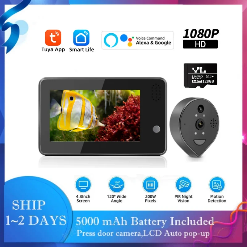 

WiFi IP Video Doorbell Wireless Night Vision Door Phone Camera Two-Way Audio Intercom Visual Home Security Monitor doorbell