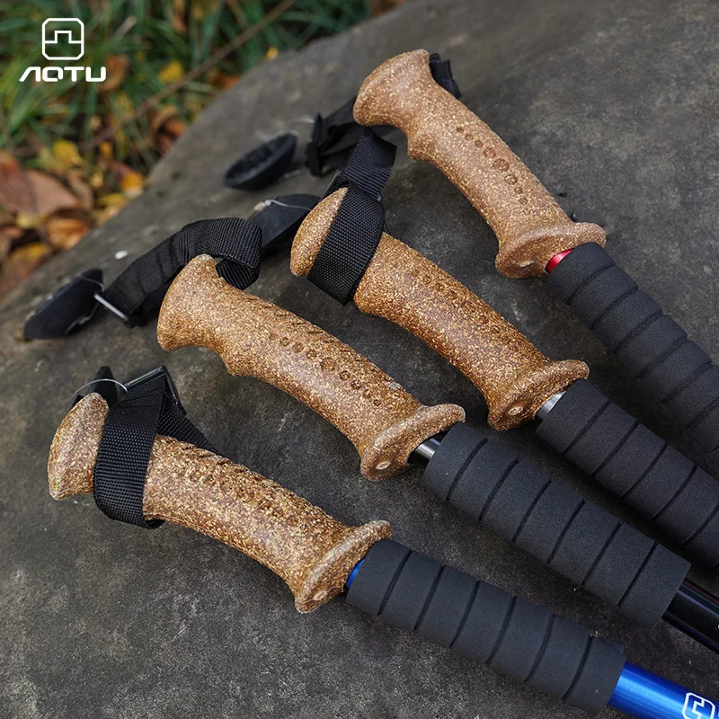 Ultra-light Telescopic Alloy Hiking Walking Stick Pole Soft Handle Bar Alpenstock 3 Sections 2