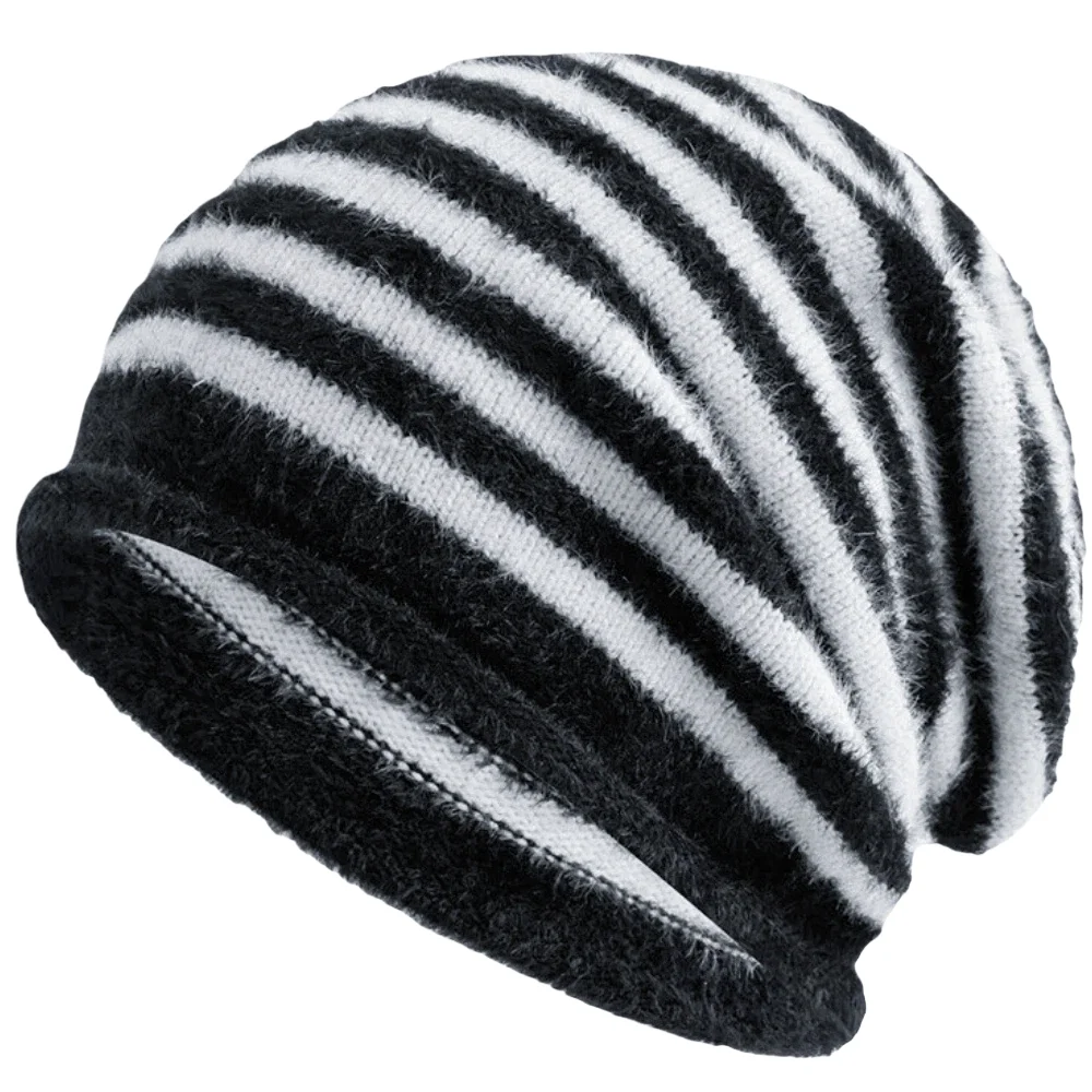 Heißer Verkauf Mode Frau Slouchy Beanie Casual Streifen Design Y2K Winter Hüte Für Frauen – Detail 14