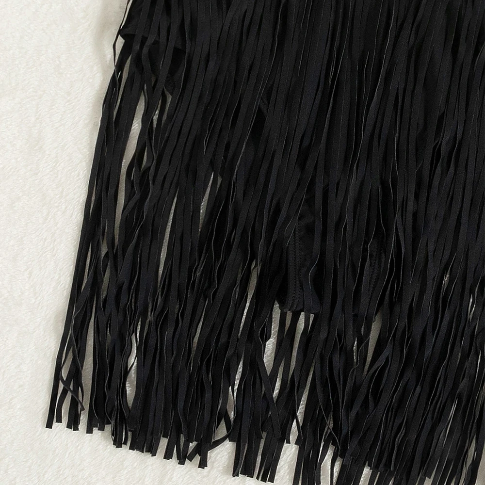2022  Woman Swimsuit Summer Beach Dress One Pieces Tassel with Closed Back Sexy Swimwear Fringed Bikini Bodysuit Women's Suit