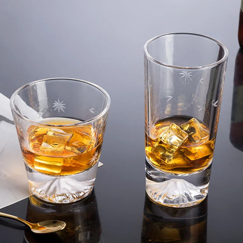 Glass Cup Beer Glass Snowflake Mountain Viewing Cup Household High Beauty Wine Glasses Glassware for Cocktail Scotch Mug