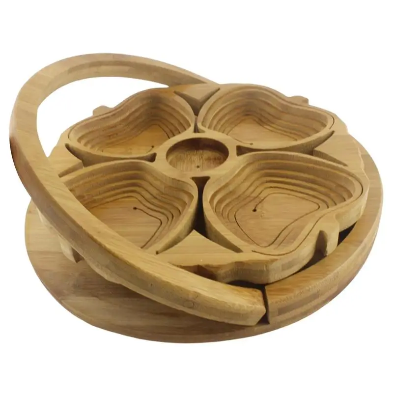 

Foldable Wooden Fruit Platter Apple-inspired Dried Fruit Holder Ornamental Resilient Tray For Nuts Sweets Baked Goods Dehydrat