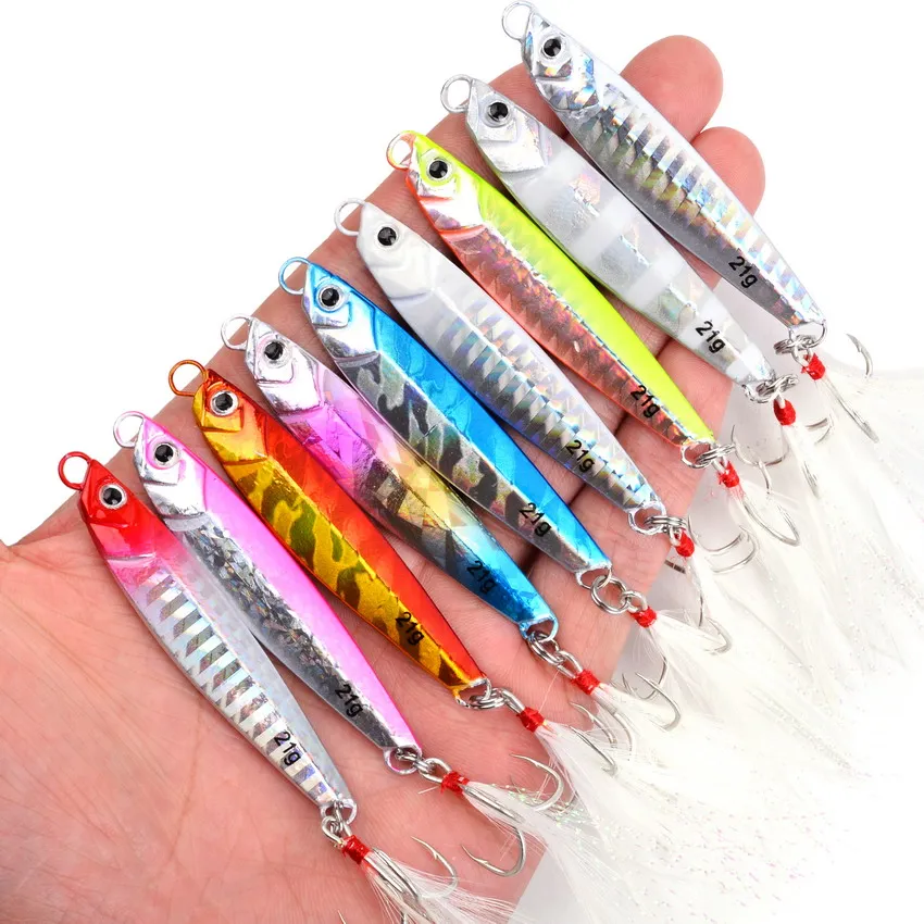 1Pc Long métal gabarit leurre de pêche coulée lente gabarits cuillère 10G 20G 30G 40G 60G bar de mer leurre appât artificiel matériel de pêche  18