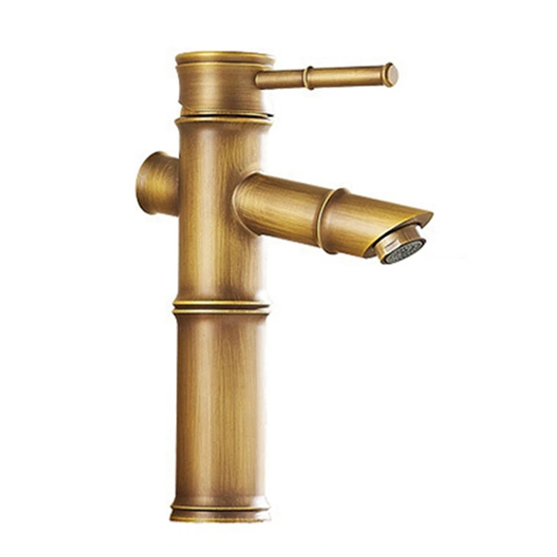 

Basin Faucet Antique Copper Bamboo Shape Faucet Antique Bronze Finish Sink Faucet Single Handle Hot And Cold Water Tap