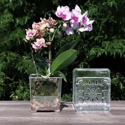 Clear Acrylic Square Flower Pot with Breathable Drainage (Number 2)