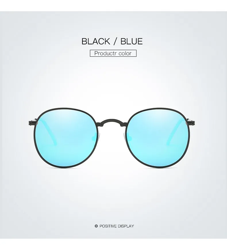 Klassische Vintage Runde Polarisierte Sonnenbrille Männer Marke Designer Polaroid Sonnenbrille Frauen Metall Rahmen Schwarz Objektiv Brillen_voghion.com