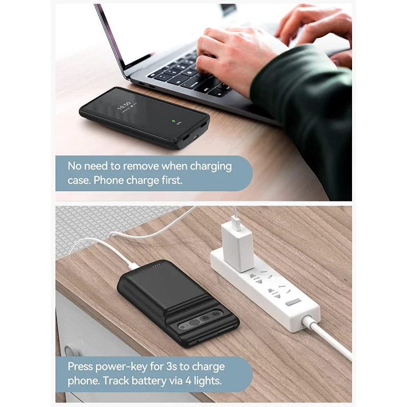 外部バッテリー充電ケース,Google Pixel 7pro用の強力なバッテリー充電