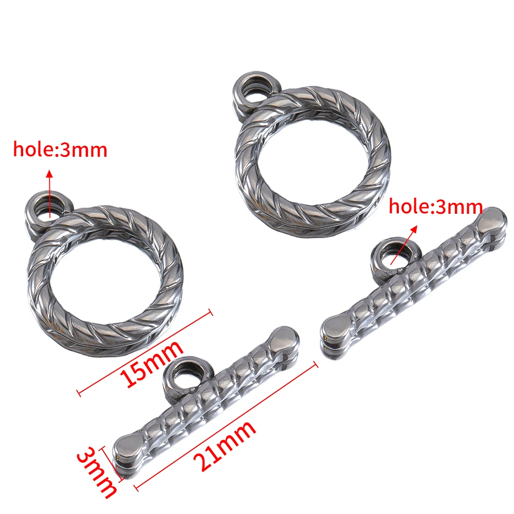 3Setst Edelstahl geprägt ot Knebel verschluss Haken Kreis Ringe Steck verbinder DIY Halsketten Armbänder Zubehör Schmuck herstellung – Detail 16