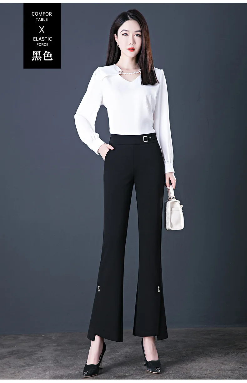 cropped leggings Free Shipping 2022 Spring And Autumn Women's New Micro-Flare Casual Pants High-Waisted Fashion Elastic Loose Pants wide leg trousers