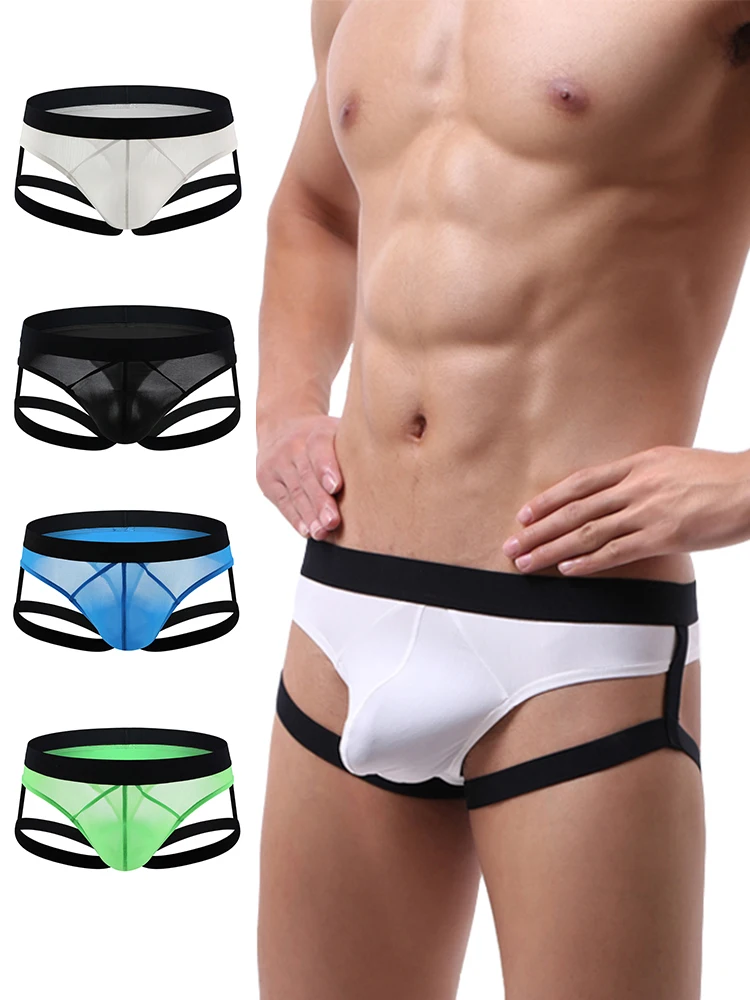 

Sexy Men's Panties Gay Sissy Bikini G Thong Leg Garters Thighs Hollow Men's Boxers T Underwear Transparent
