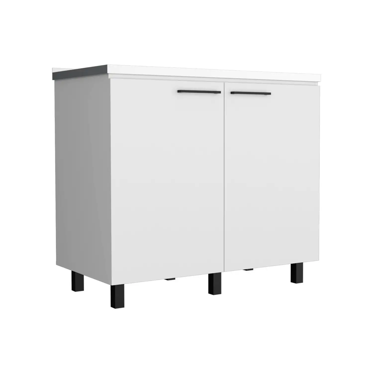Napoles 2 Utility Sink with Cabinet, Stainless Steel Countertop, Interior Shelf White 4