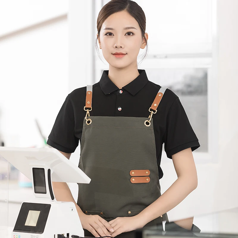 전문 남성 여성 작업 앞치마 방수 주방 카페 네일 뷰티 헤어 커팅 살롱 유니폼 그릴 가든 웨이터 턱받이 맞춤