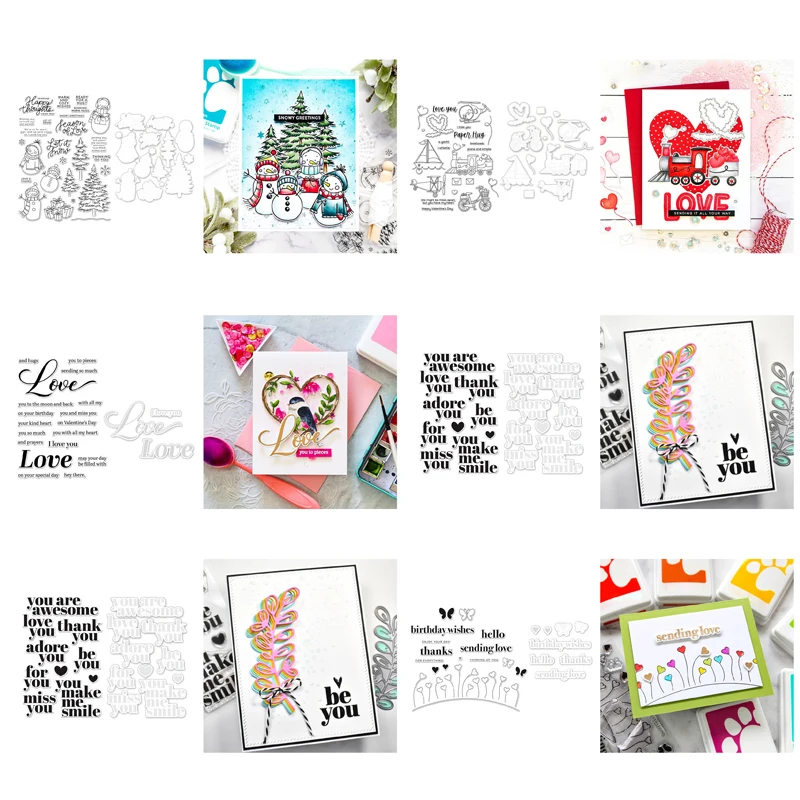 

2pcs/lot Faraway Hugs Stamps and Dies Valentine's Day Clear Stamps Love Garden For DIY Scrapbook Photo Album Craft Card 09