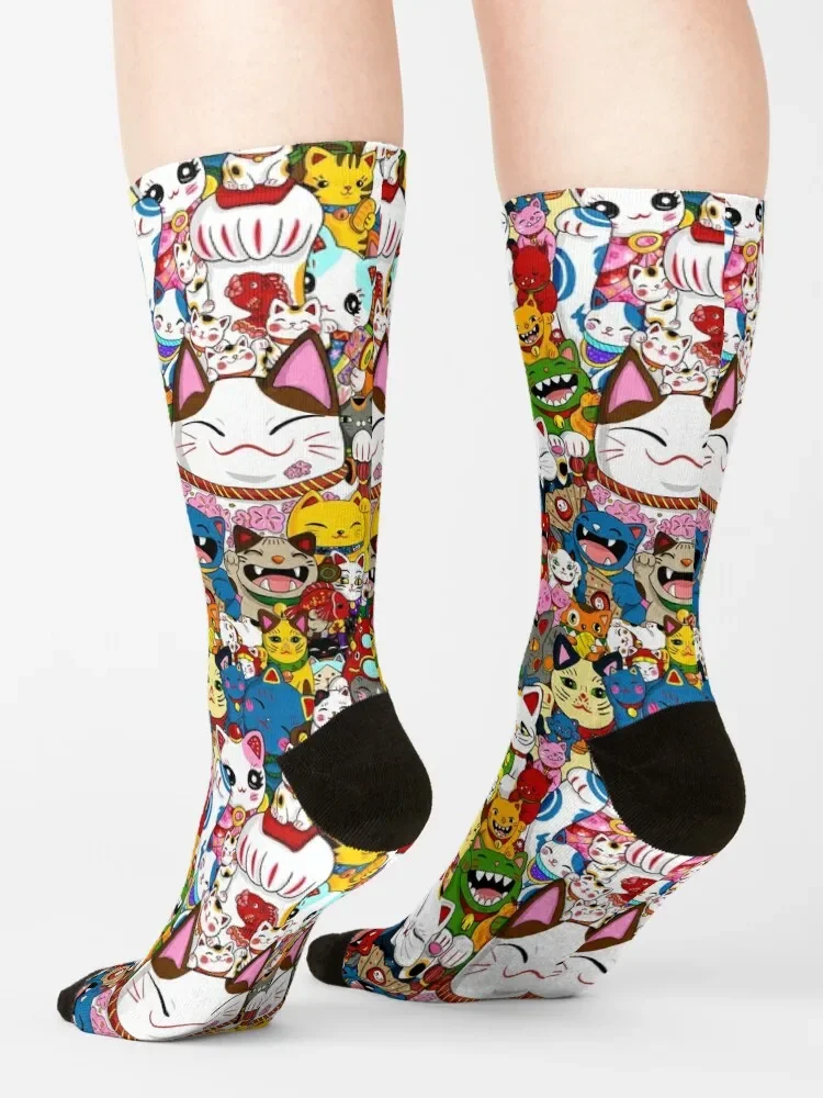 Maneki Neko (Lucky Cat) Collection Socks funny sock snow essential anime Socks For Girls Men's