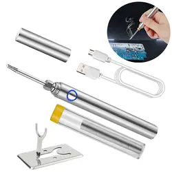 Kit de fer à souder électrique Portable 5V 8W, fer à souder en étain avec voyant Led, charge rapide, outil de soudage avec couvercle 