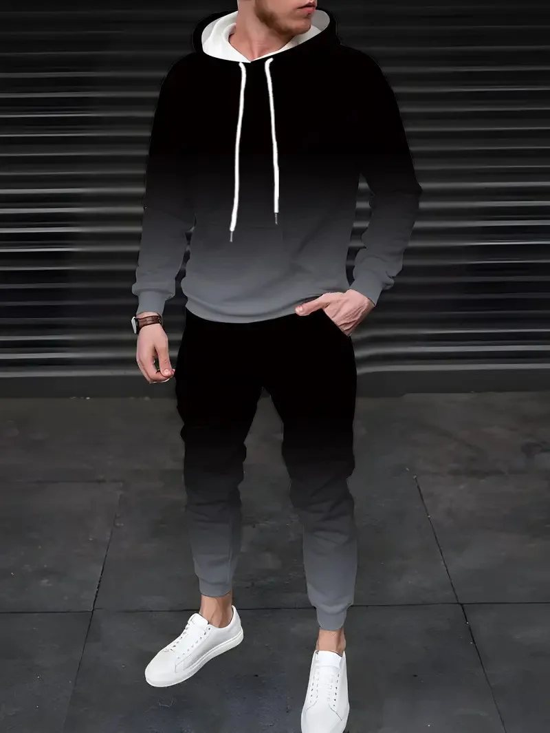 Men's 3D Printed Hoodies Sweatpants Sets Casual Tracksuit