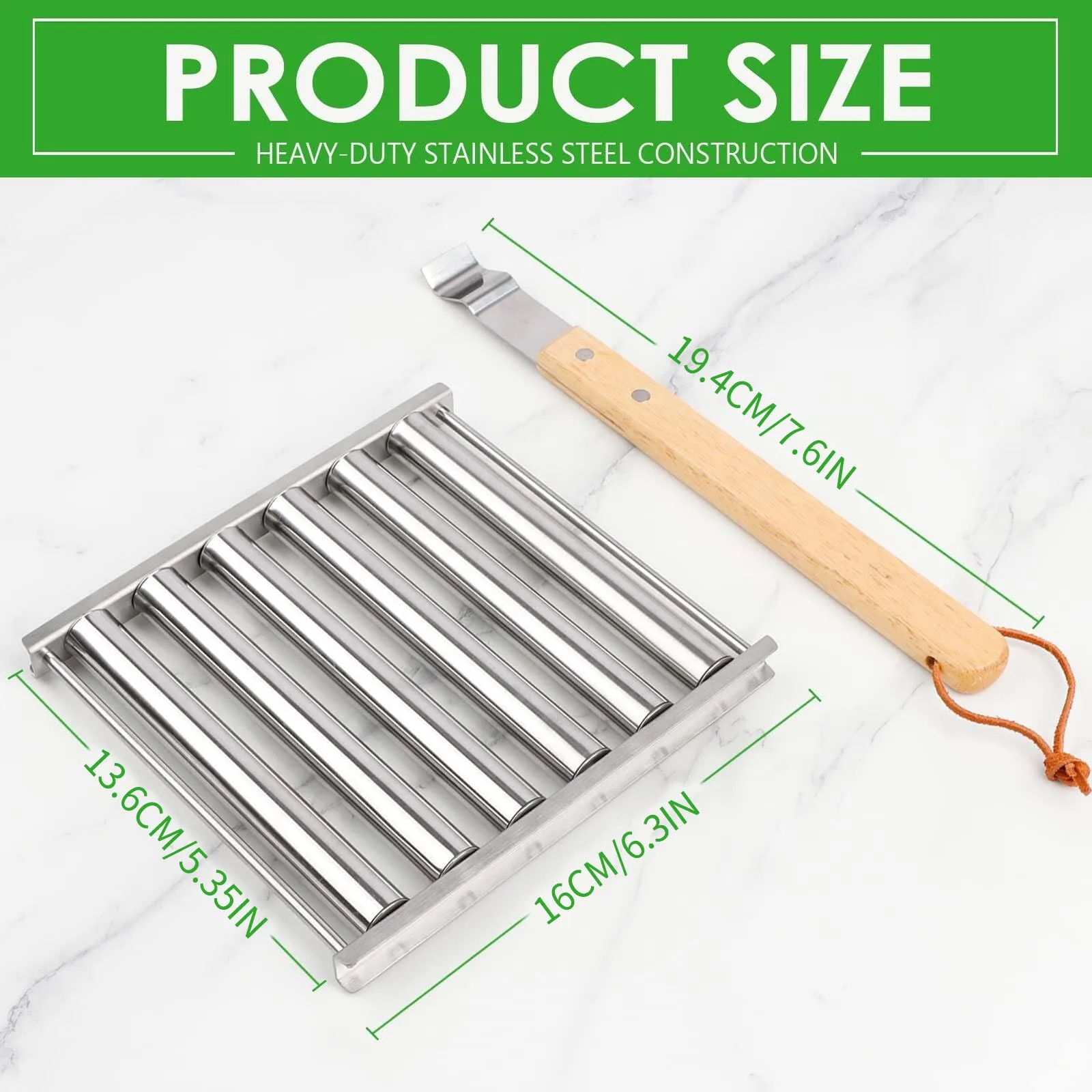 BBQ Sausage Baking Grill Rack Stainless Steel Roller Grill Brackets Household Outdoor Heat Resistance Non-Stick Barbecue Tool