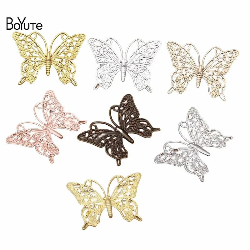 

BoYuTe (50 Pieces/Lot) Metal Brass Stamping 25*35MM Filigree Butterfly Findings Diy Hand Made Jewelry Materials