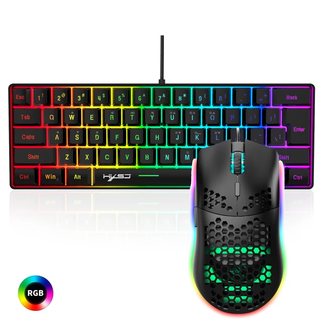 Hot selling HXSJ 61 keys V700 RGB luminous mechanical feel keyboard and mouse combos gaming set for computer game - Image 5