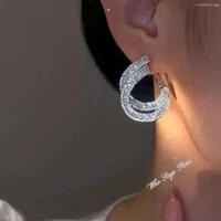 Unique Double Layer Earrings for Women Zircon C-shaped New Fashion Personality Cool Girls Party Accessories Jewellery Women 5