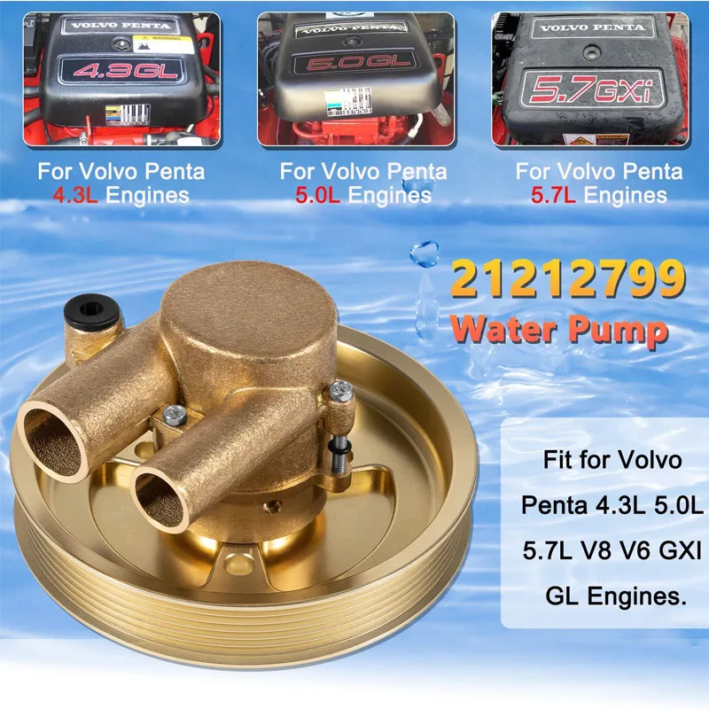 For Volvo Penta Raw Water Sea Impeller Pump 21212799, 3812519 4.3 5.0 5.7 V8 V6 Marine Boat Outboard Motors