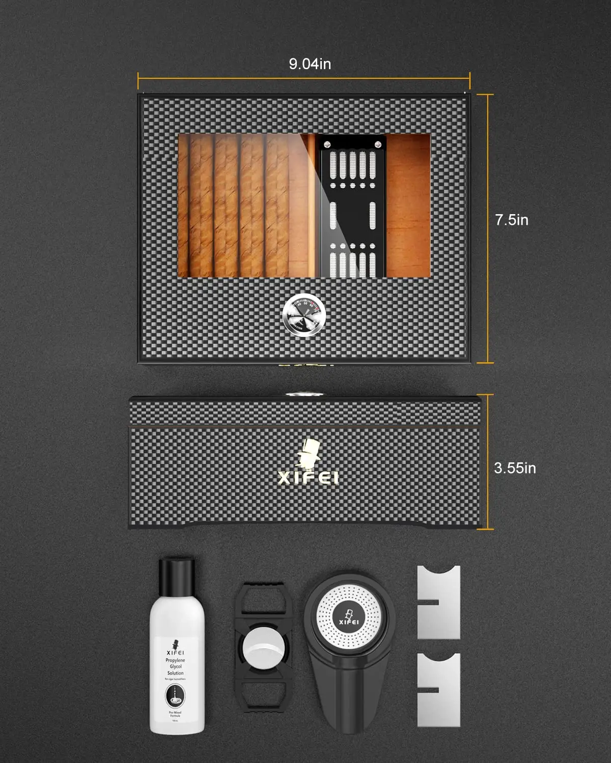 XIFEI Cigar Humidors and Cigar Lighter Set