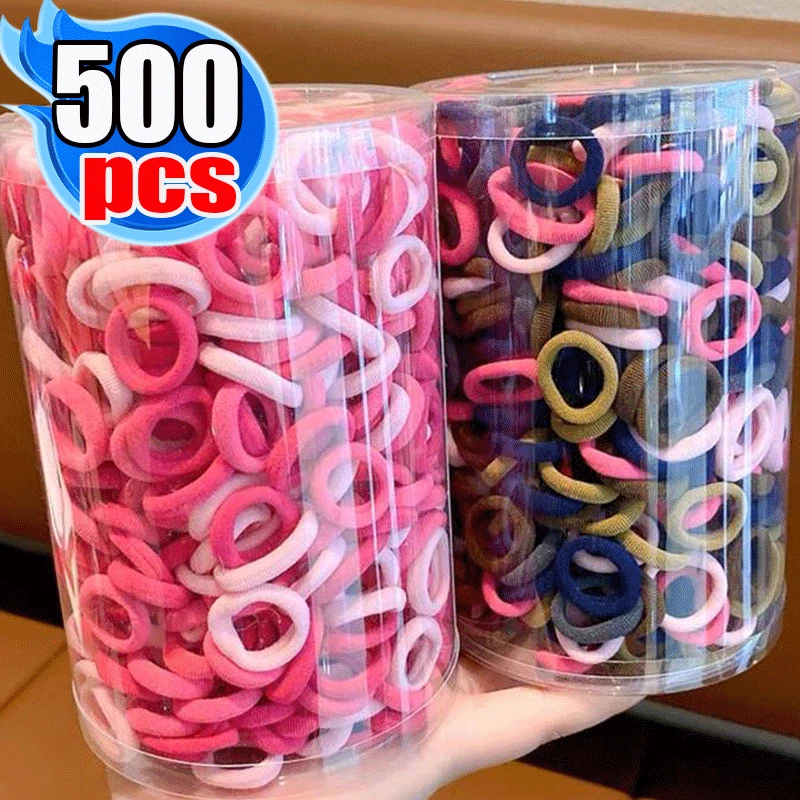 

500/100PCS Women Girls Colorful Nylon Elastic Hair Bands Ponytail Hold Small Hair Tie Rubber Bands Scrunchie Hair Accessories