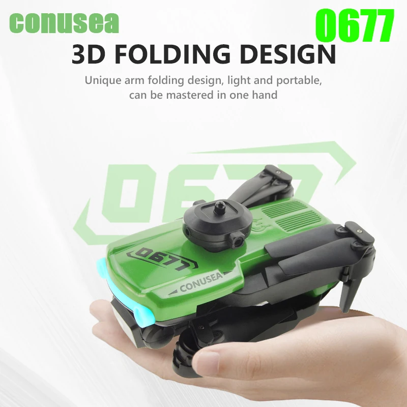 

Conusea 0677 Mini Drone 4K HD Camera with Cool Lights WiFi Fpv Air Pressure Altitude Keep Foldable Quadcopter RC Drone Kids Toys