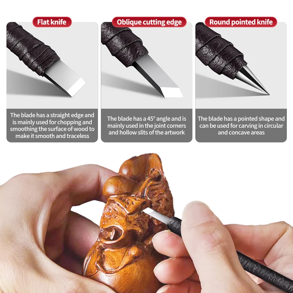 Carving Chisels Tungsten Steel Carving Chisel Set 10pcs Professional Engraving Tools for Stone/Wood/Metal Durable Stone Seal Cutting Blades Kit
