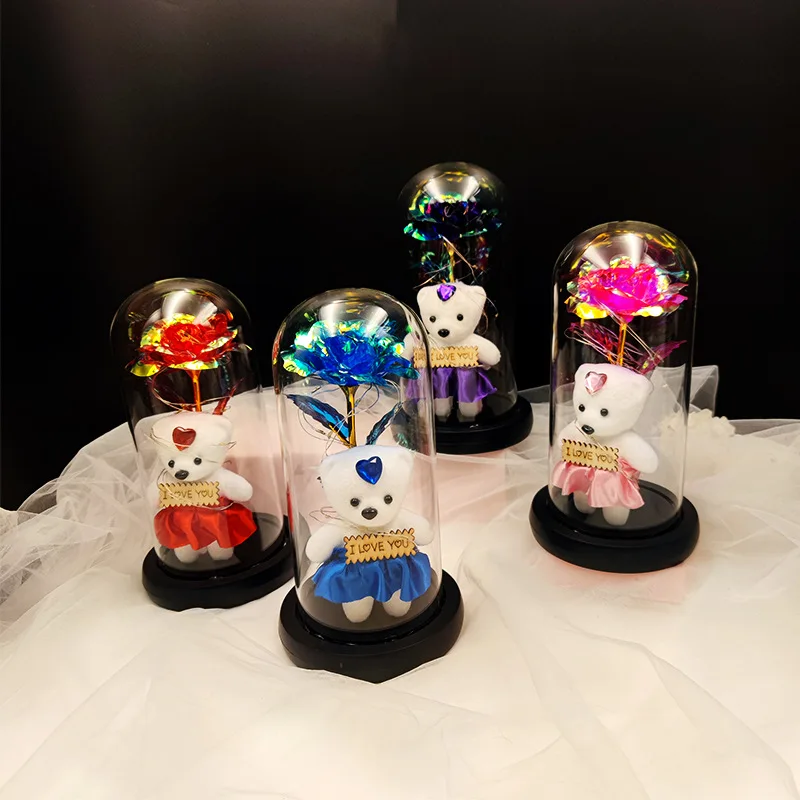 Romantische LED-Rosen schmetterlings lampe in Glaskuppel-perfekte Wohnkultur und Geschenk für Hochzeiten, Geburtstage, Valentinstag und Motte