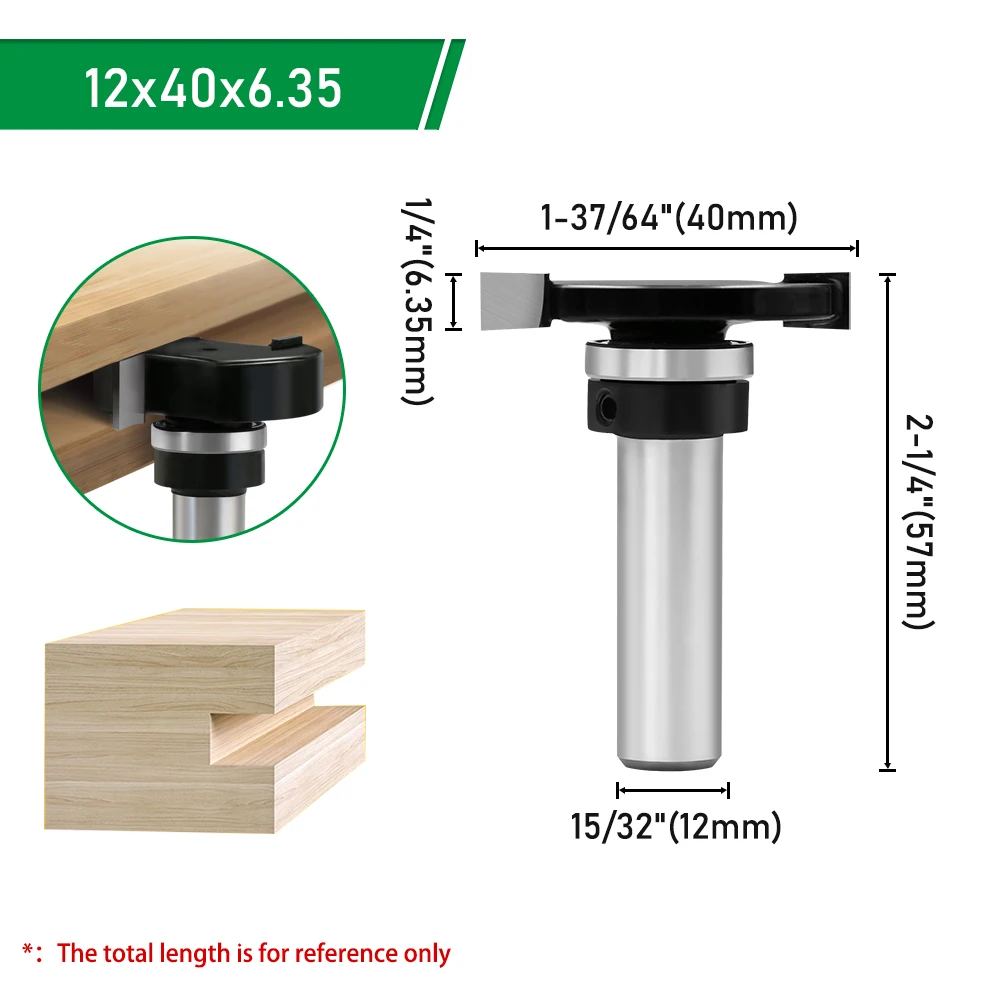 LAVIE 1 Stück 12mm 1/2 Zoll Schaft T-Nut-Fräser mit Lager - Doppelkantiger Nutfräser für Holznutfräsen – Detail 9