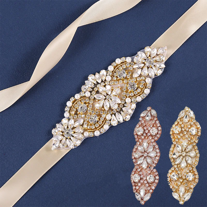 Hot Shiny Crystal Patch Wedding Dresses Trim Handmade Beaded Rhinestone Applique DIY Clothing Sewing Decorations