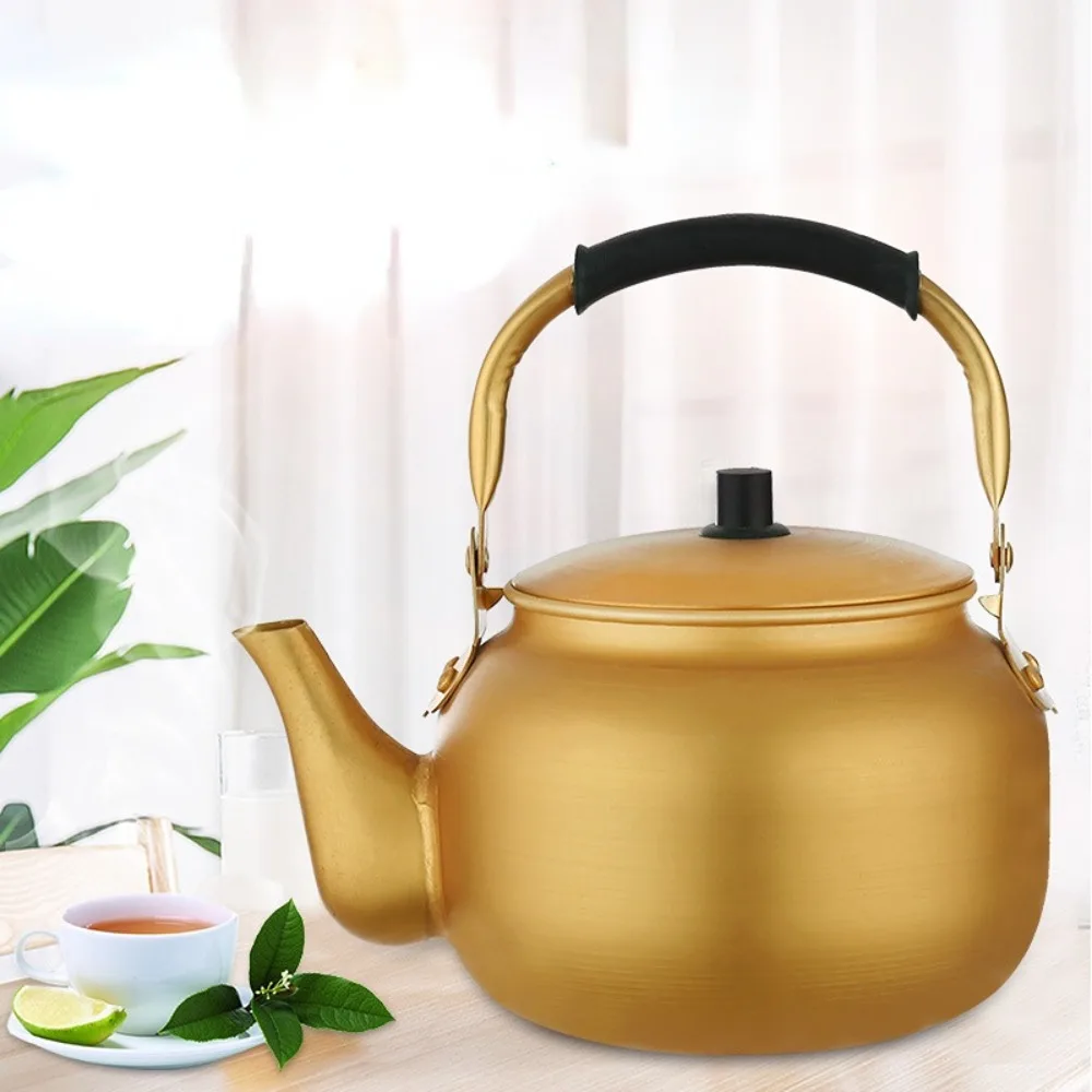 

0.75-4L New Outdoor Travel Cookware Household Portable Teapot Gold Aluminum Water Kettle Coffee Pot