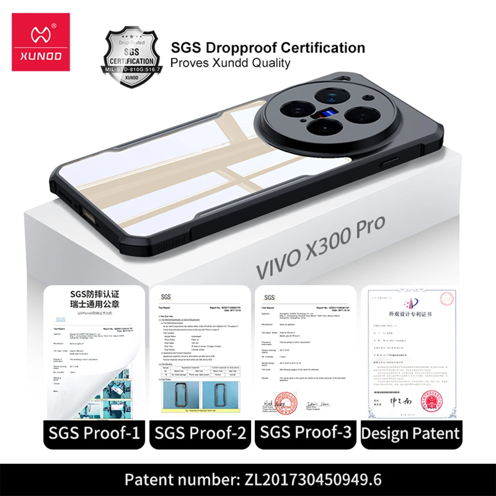 XUNDD Airbag Shockproof Camera Protection Case with Clear Back Stripe Design, Anti-Fingerprint