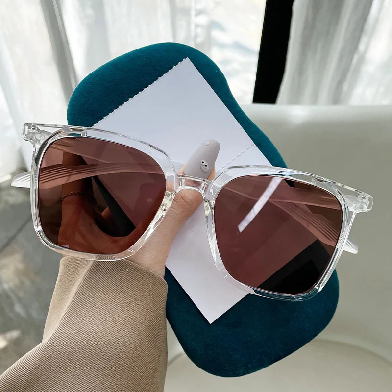 

Градиентные солнцезащитные очки YOOSKE TR90 для женщин и мужчин, Популярные Квадратные Солнцезащитные очки в большой оправе, прозрачные очки с защитой UV400, зеркальные