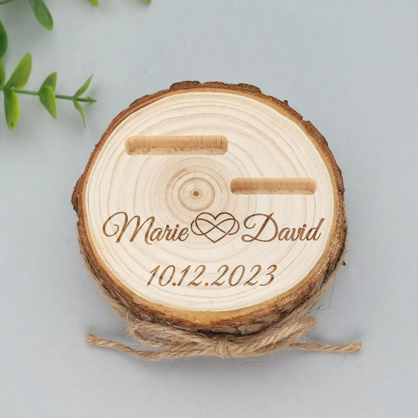 Custom Wedding Ring Box Personalized Rings Holder Wood Slice Names Date Ring Bearer Rustic Wedding Engagement Proposal Gifts