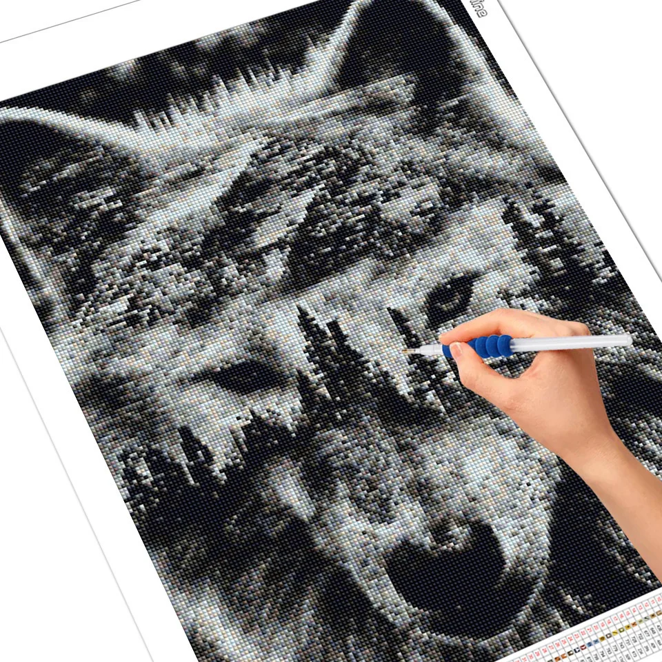 Evershine Diamond Embroidery Wolf Black White Diamond Painting Animal Mosaic Rhinestone Picture Handicrafts Decor For Home