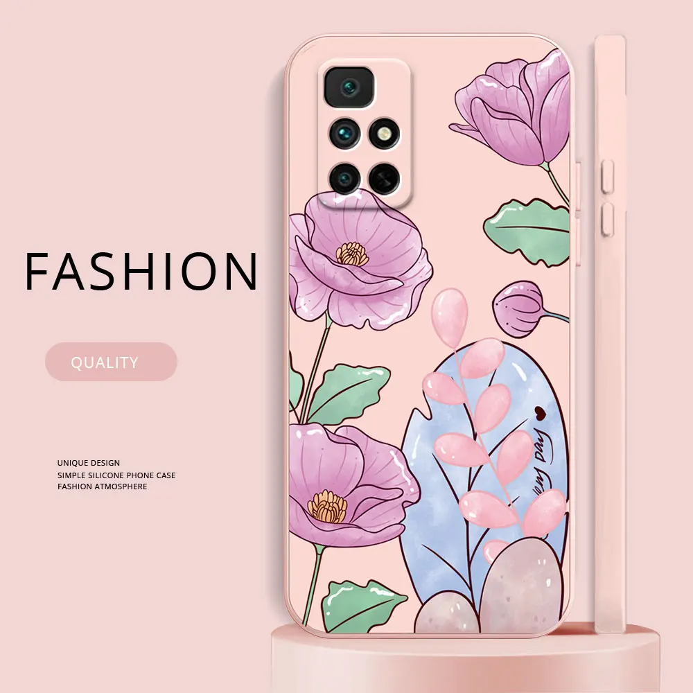 SEAHAI Custodia Per Xiaomi Redmi Note 11S / Note 11 4G, Silicone TPU Flessibile, Glitter Marmo, Rosa Viola