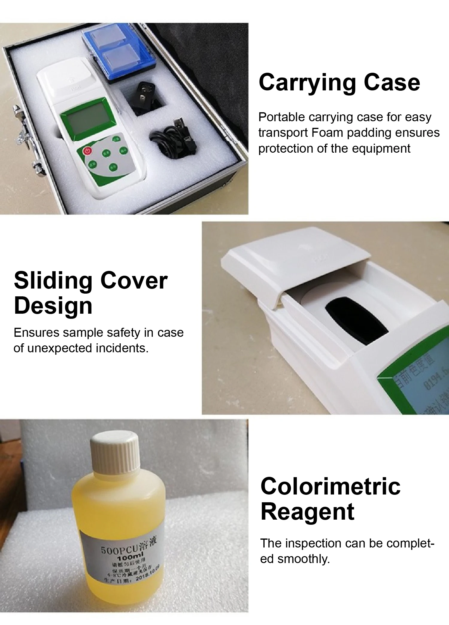 BSD-500 Portable Water Colorimeter 0-50 PUC Platinum Cobalt Meter for Wastewater