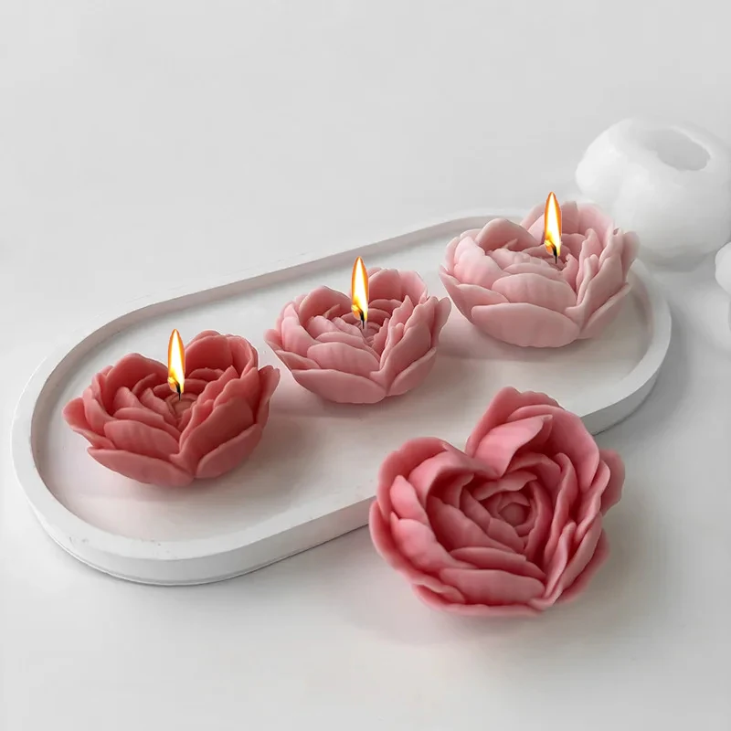Romantic 3D Heart Flower Silicone Mold for Candles, Soap, and Baking Creations