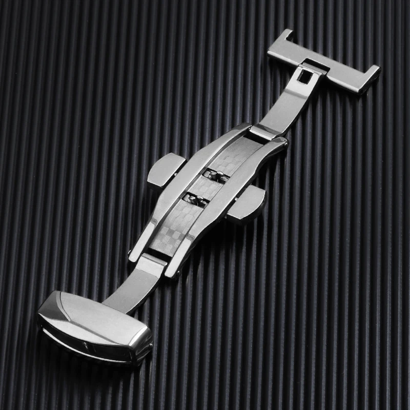 Elegant Fish Scale Pattern Stainless Steel Watch Strap Clasp with Butterfly Buckle Design